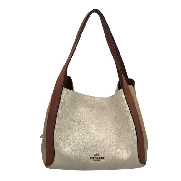 Coach Ivory & Brown Pebbled Leather Hadley Hobo Bag 76088 - Picture 1 of 11